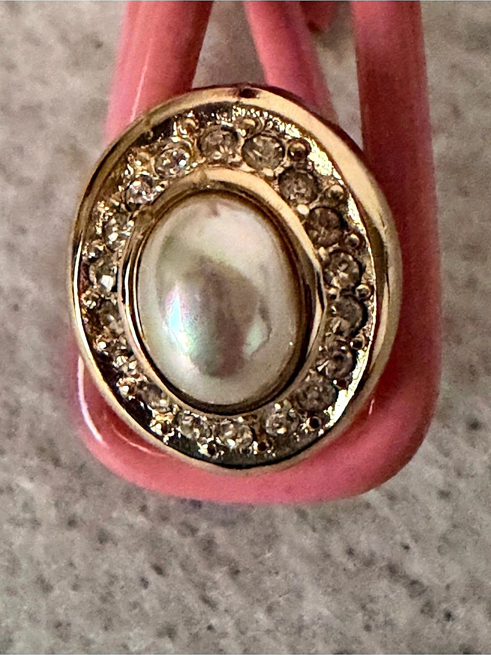 Christian Dior Vintage Christian Dior Oval Faux Pearl and Rhinestone Clip-On
ONE